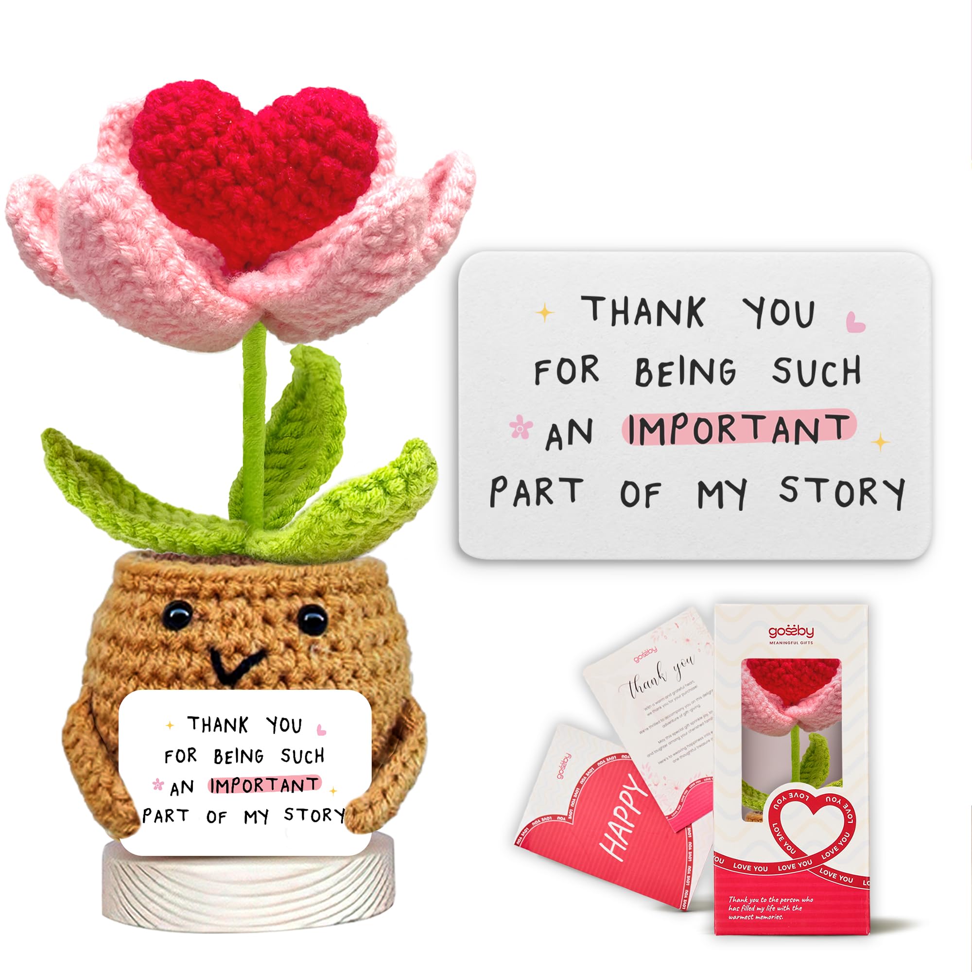 Amazon.com: Gossby Handmade Heart Flower Crochet Pot with Card